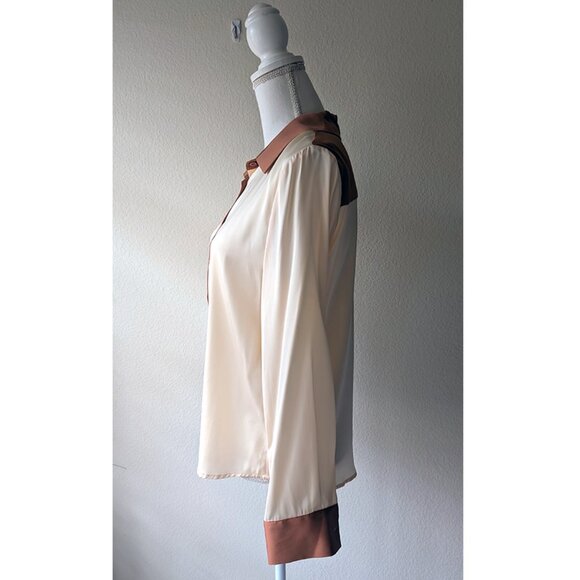 LilySilk Women Casual Color Block Silk Shirt - Size M - Picture 4 of 13